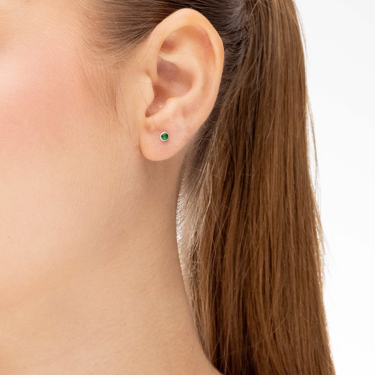 Brincos Tarraxa Baby Zircônio Verde Prata 925 Verde/Prata 2