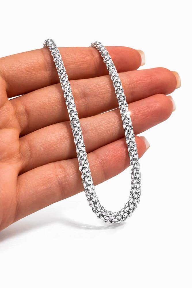 Corrente Pipoca Branca 2,8mm Prata 925 Prata 2