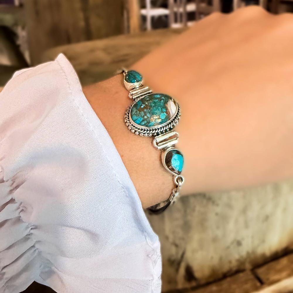 Pulseira Oval Feminina Turquesa Oyster Prata 925 Prata 2