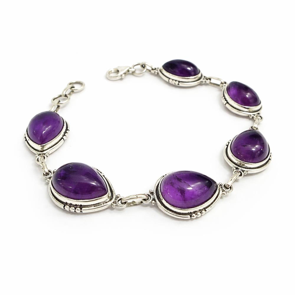 Pulseira Gotas Ametista Natural Prata 925