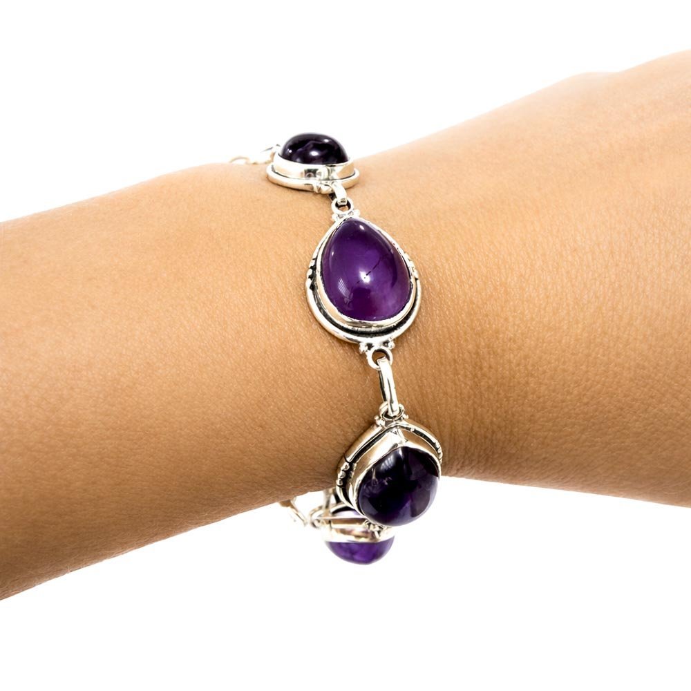 Pulseira Gotas Ametista Natural Prata 925 Prata 2