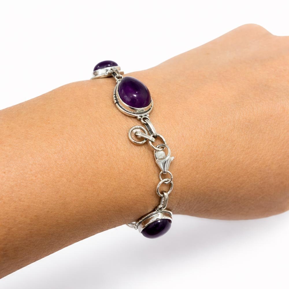 Pulseira Gotas Ametista Natural Prata 925 Prata 3