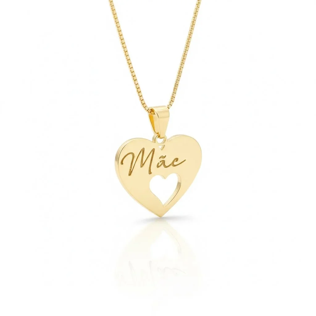 Colar Pingente Mãe Laser 2cm Banhado a Ouro 18k