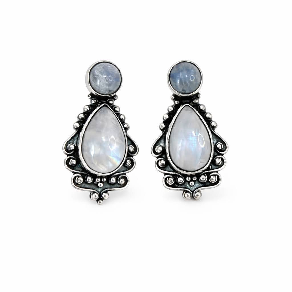 Brinco Gota Fixo Pedra Natural Prata 925