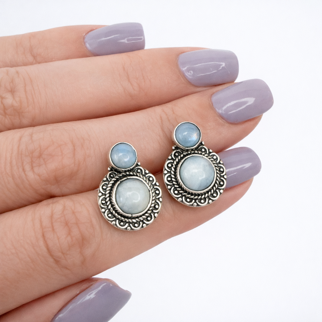 Brincos Redondo Pedra da Lua Natural Prata 925 Branco 2