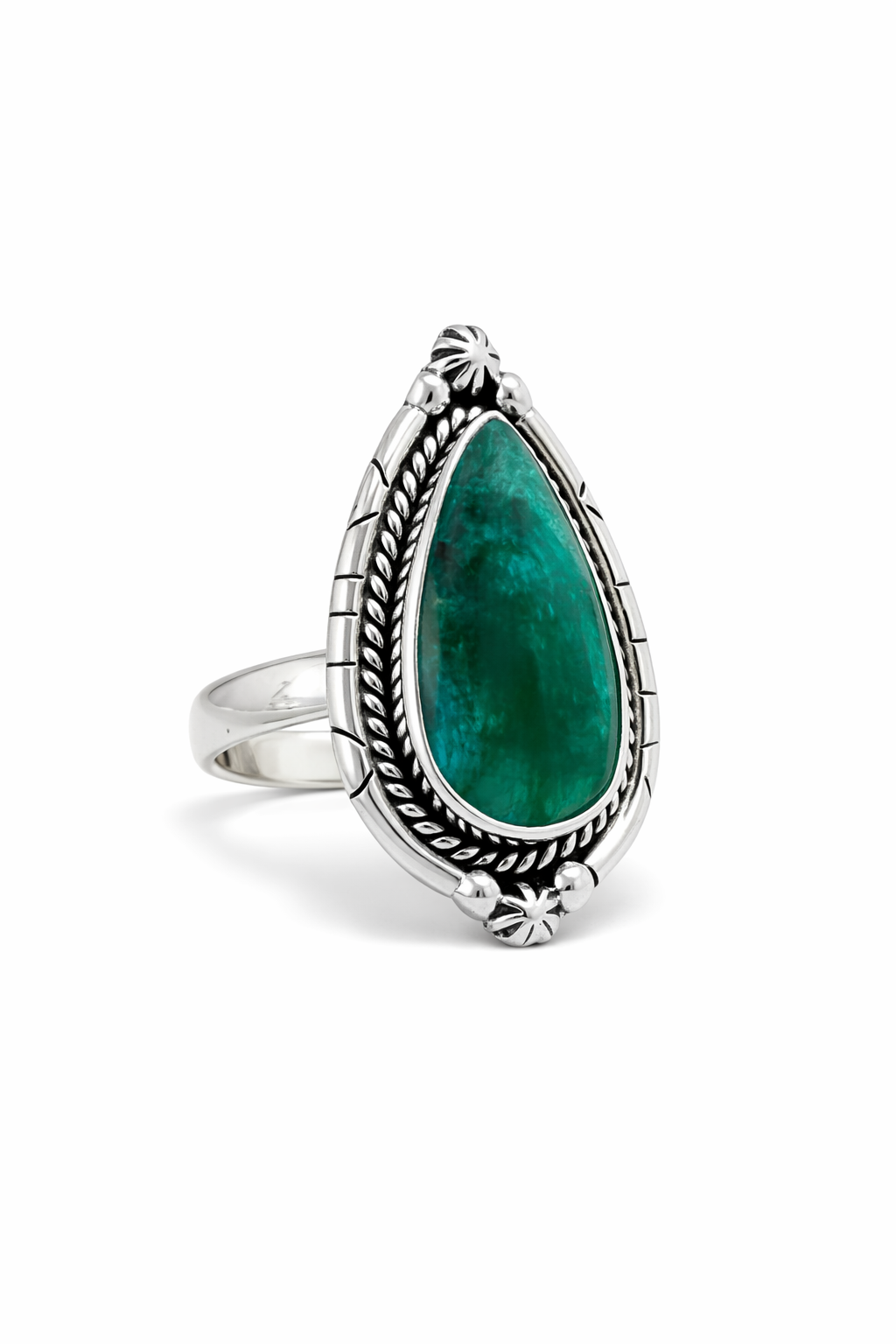 Anel Gota Esmeralda Indiana Prata de Bali 925
