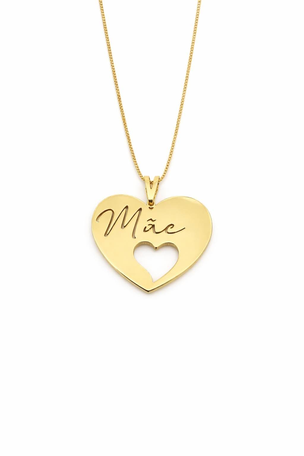 Colar Pingente Mãe Laser 3,6cm Banhado a Ouro 18k