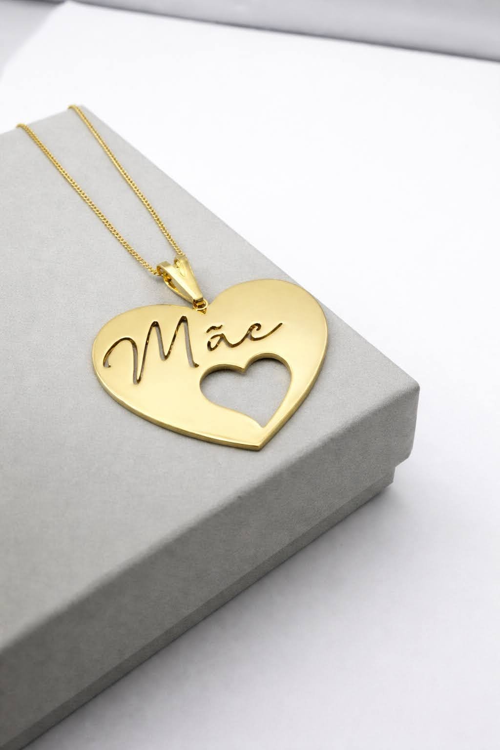 Colar Pingente Mãe Laser 3,6cm Banhado a Ouro 18k Dourado 2