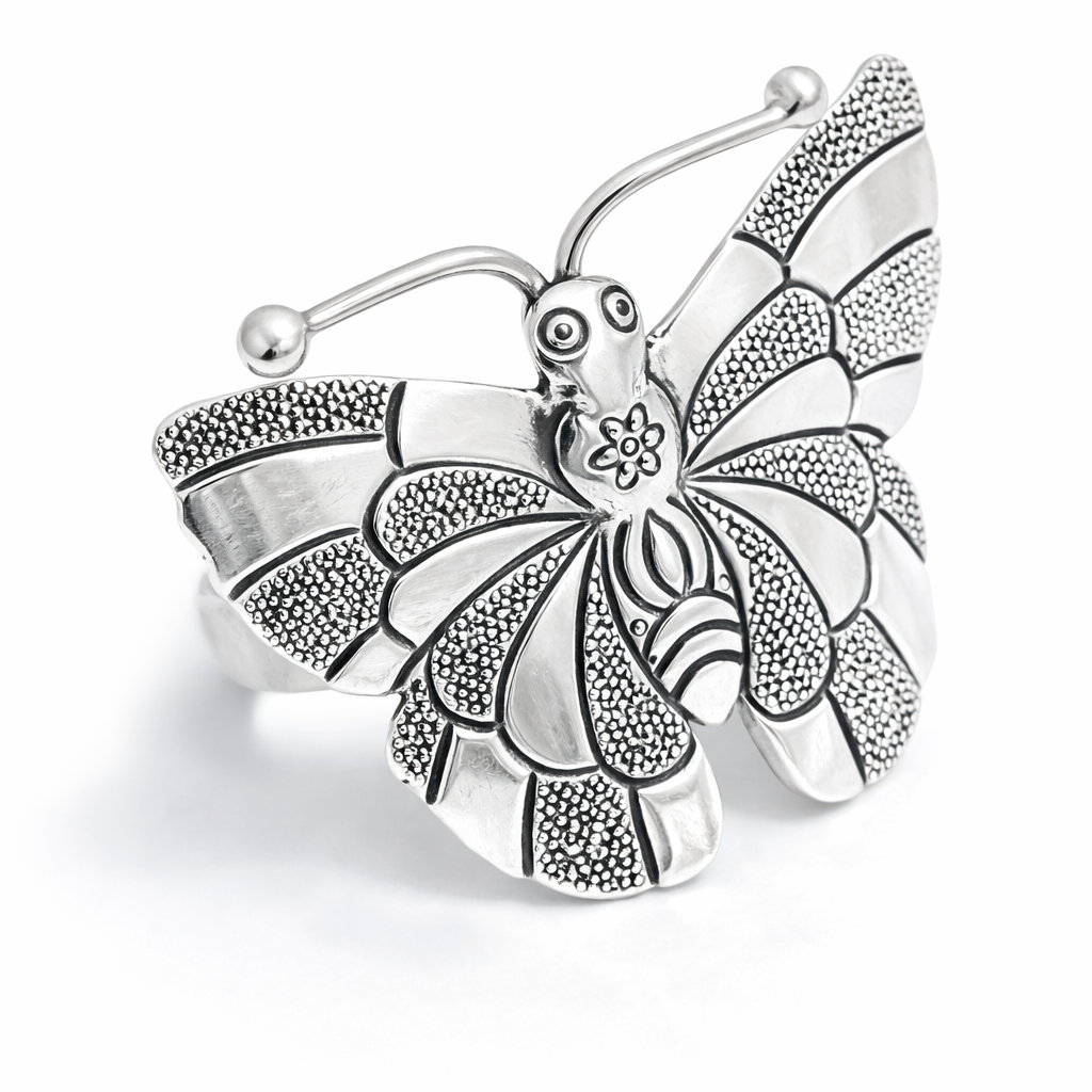 Anel Borboleta Desenhada Prata de Bali 925