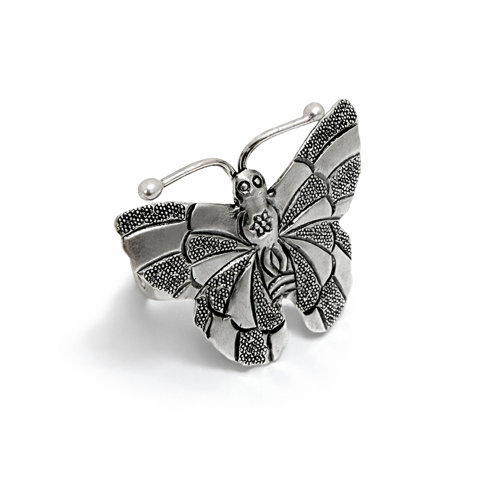 Anel Borboleta Desenhada Prata de Bali 925 Prata 4