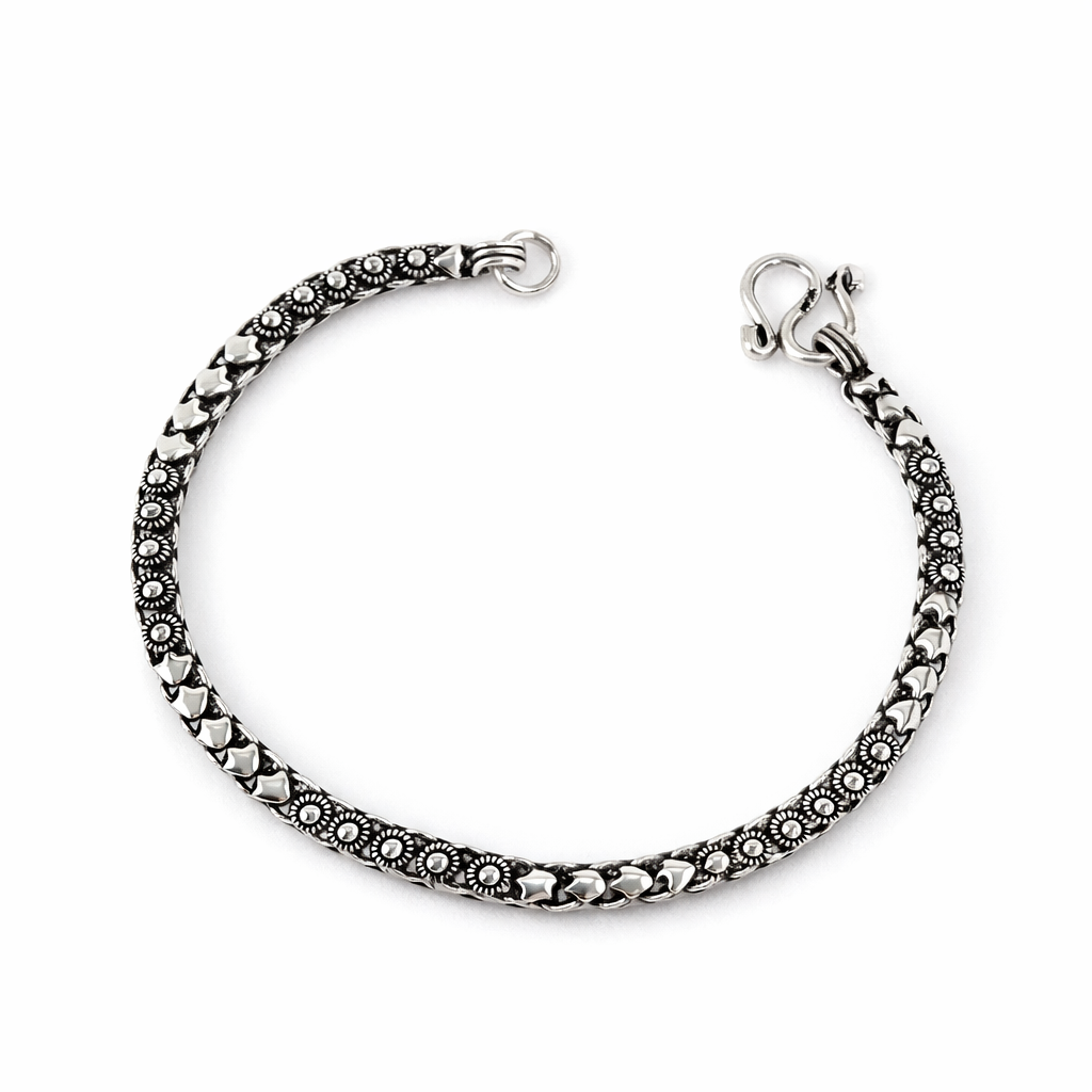 Pulseira Pikun 01 Fileira 4mm Feminina Prata de Bali 925