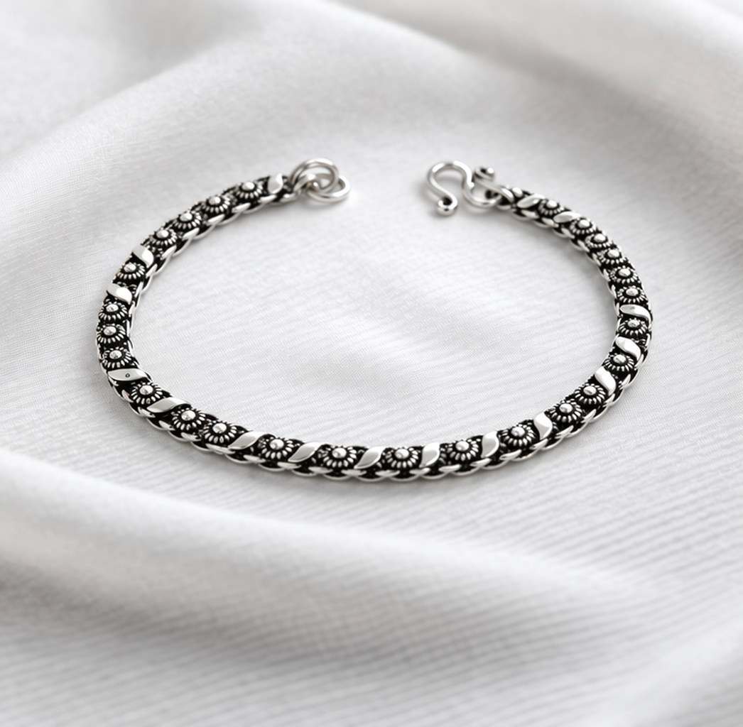 Pulseira Pikun 01 Fileira 4mm Feminina Prata de Bali 925 Prata 2