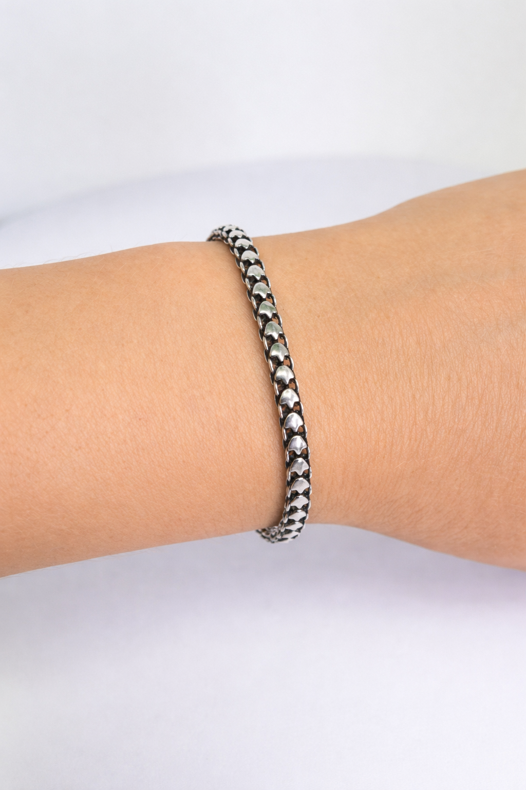 Pulseira Pikun 01 Fileira 4mm Basica Prata de Bali 925 Prata 2