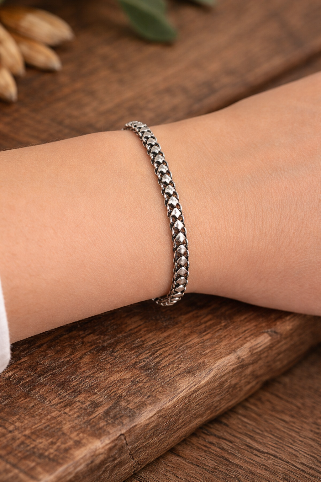 Pulseira Pikun 01 Fileira 4mm Basica Prata de Bali 925 Prata 3