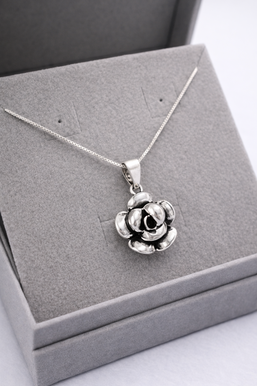 Colar Rosa Prata de Bali Prata 925 Prata 2