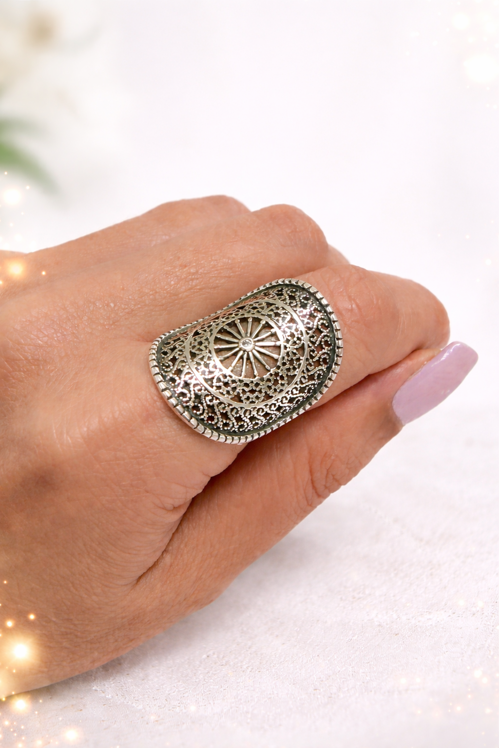 Anel Mandala Prata de Bali 925 Prata 2