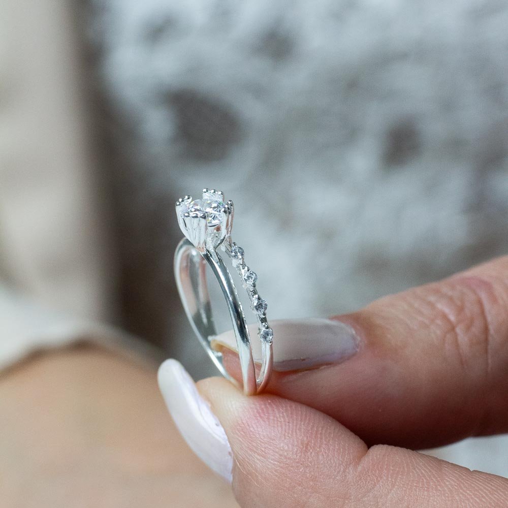 Anel Solitário 5mm Duas Linhas Prata 925 Prata 4