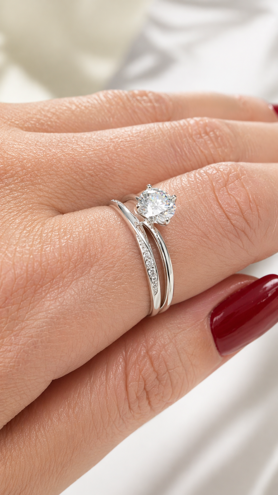 Anel Solitário 6mm Duas Linhas Prata 925 Prata 2