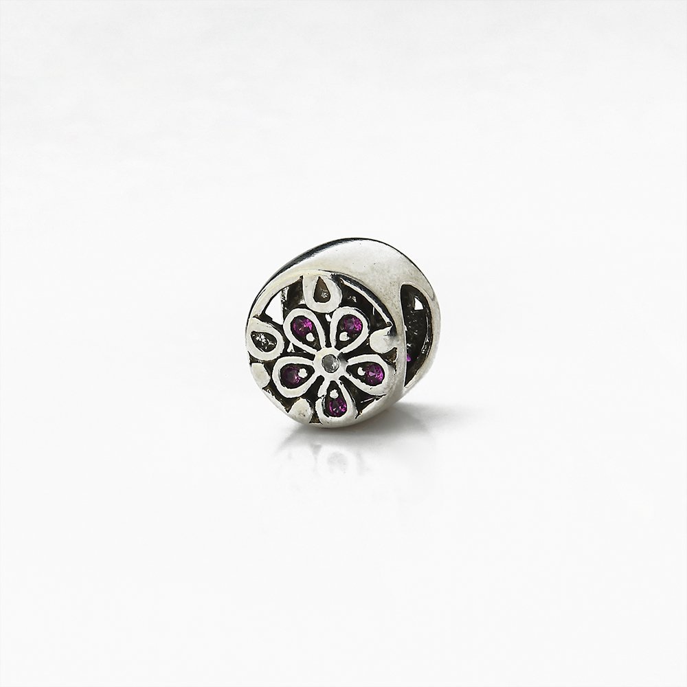 Berloque Bali Espaçador Flor Cravejado Com Zircônias Prata 1