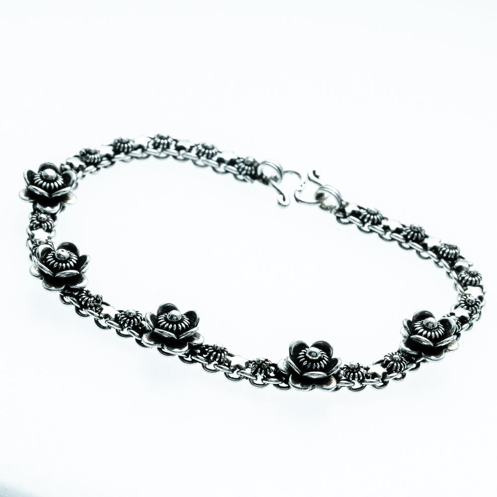 Pulseira Pikun Bali com Rosas Prata 925 Prata 2