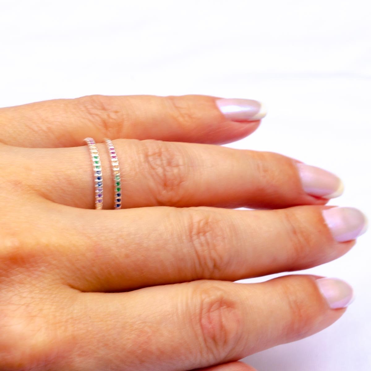 Par de Aparador de Aliança Com Zircônia Colorida Prata 925 Prata 2