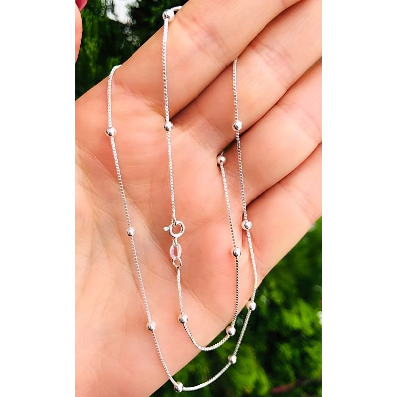 Corrente Veneziana Com Bolinhas Prata 925 Prata 2