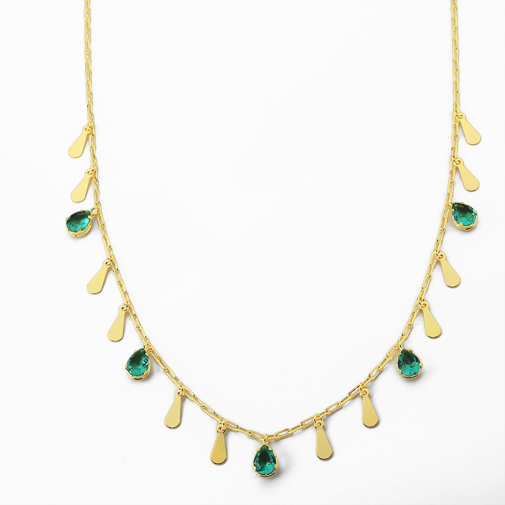 Colar Elegante de Elos com Zirconias Banhado a Ouro 18k Dourado 1
