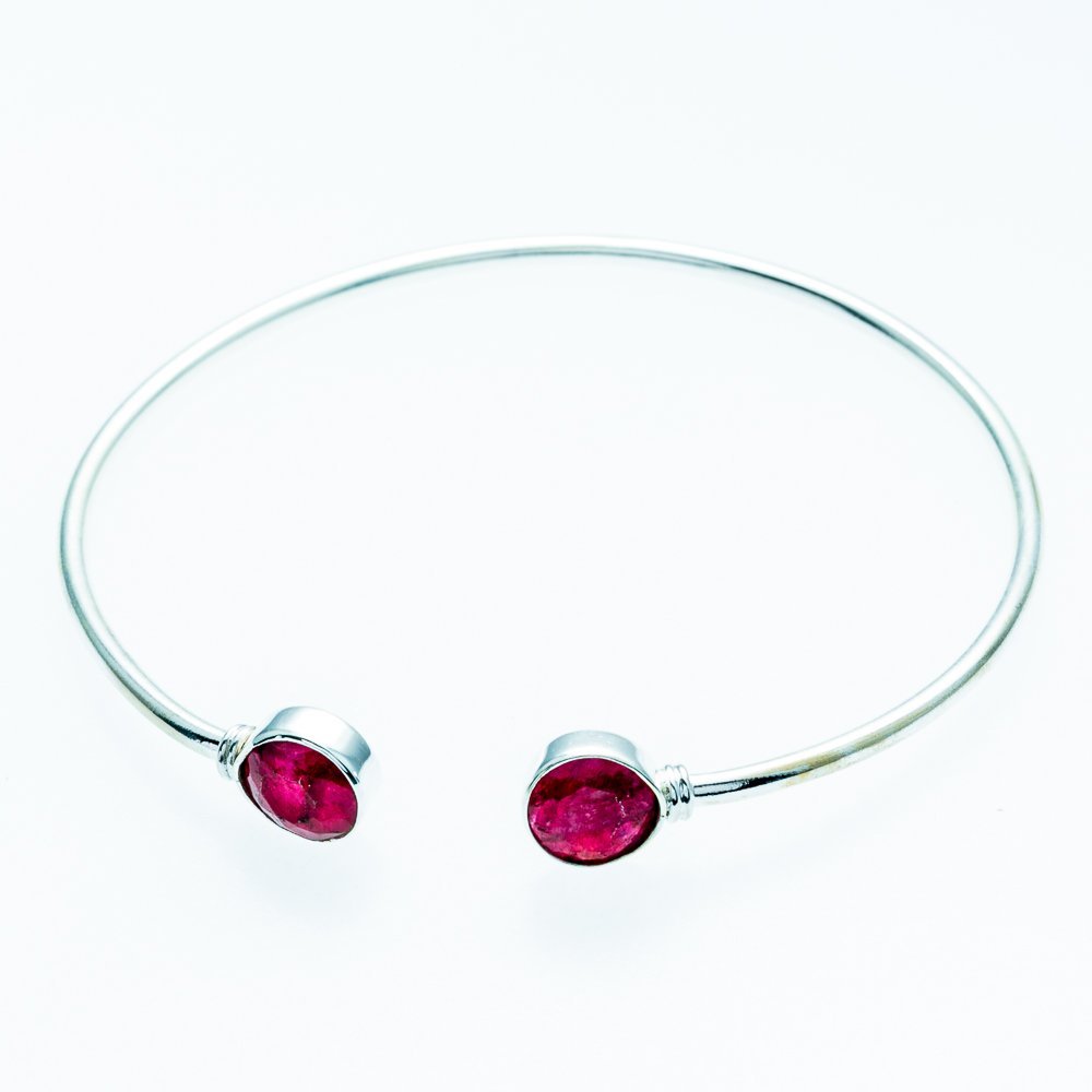 Bracelete Feminino Ajustável em Prata 925 com Pedra Natural Prata 1