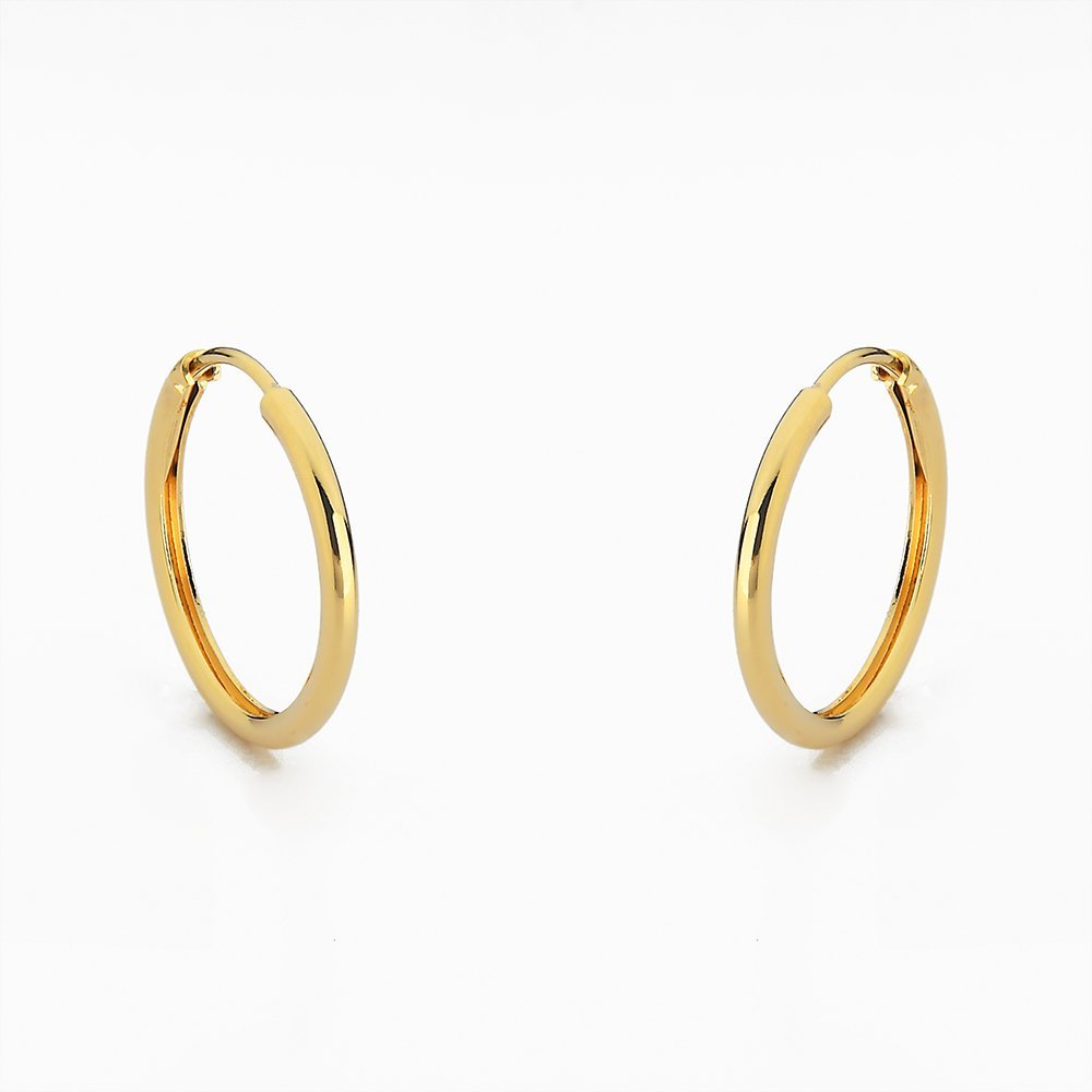 Brinco Argola Básica Lisa Unissex Banhada a Ouro 18k Dourado 1