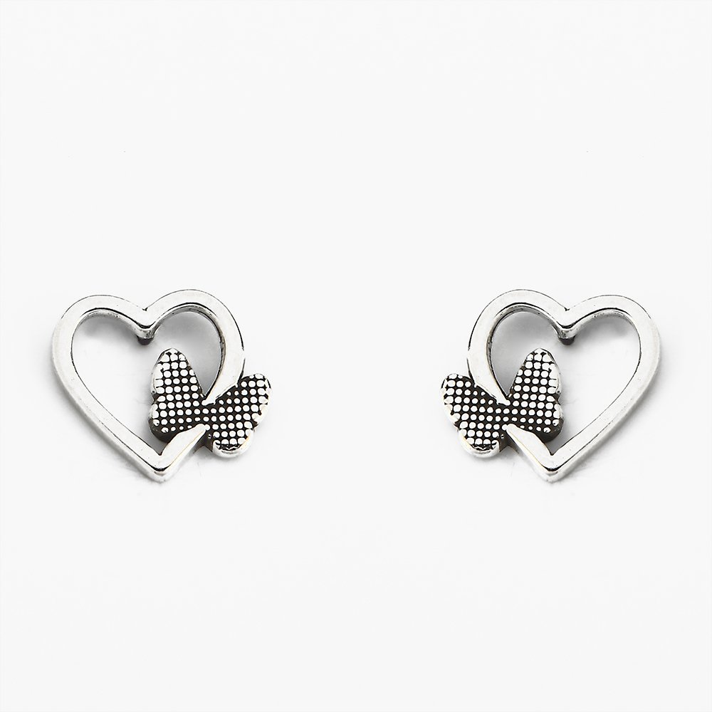 Brinco Bali Coração Com Borboleta Prata 1