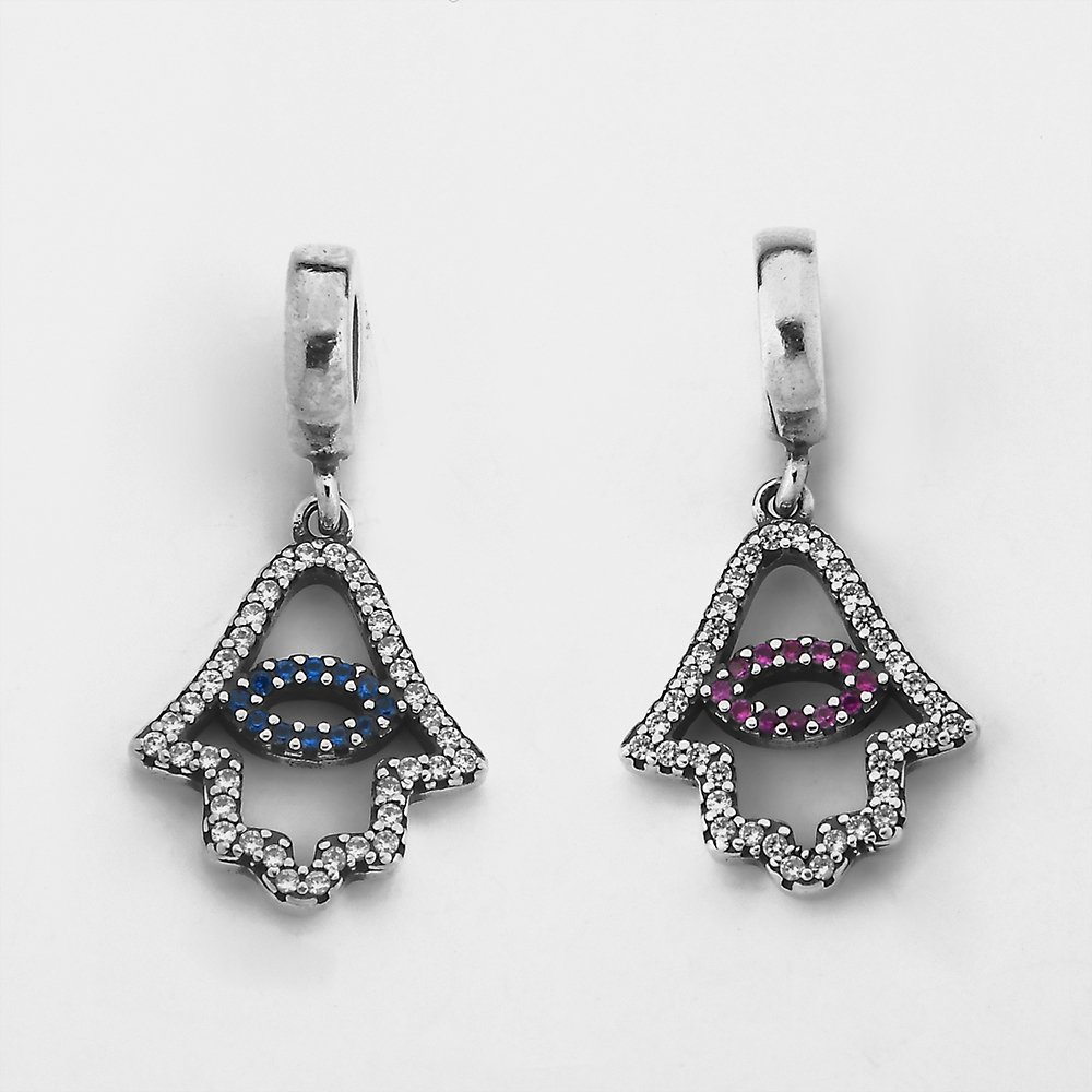 Berloque Bali Mão De Fátima Cravejado Com Zircônias Prata 1