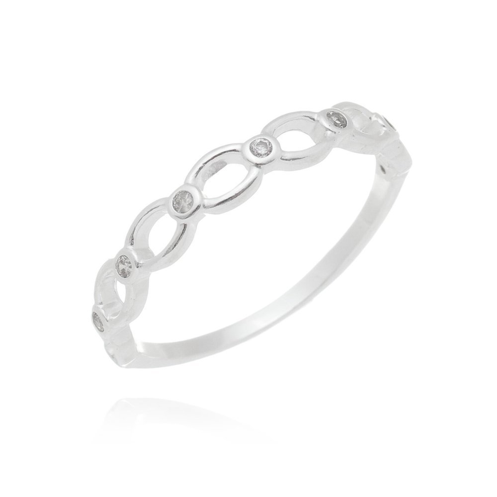 Anel Com Zircônias estilo aliança Prata 925 Prata 1