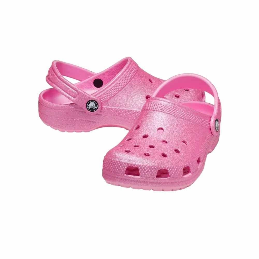 Sandália Infantil Crocs Classic Glitter Clog 206992-6XE Rosa/Preto 4