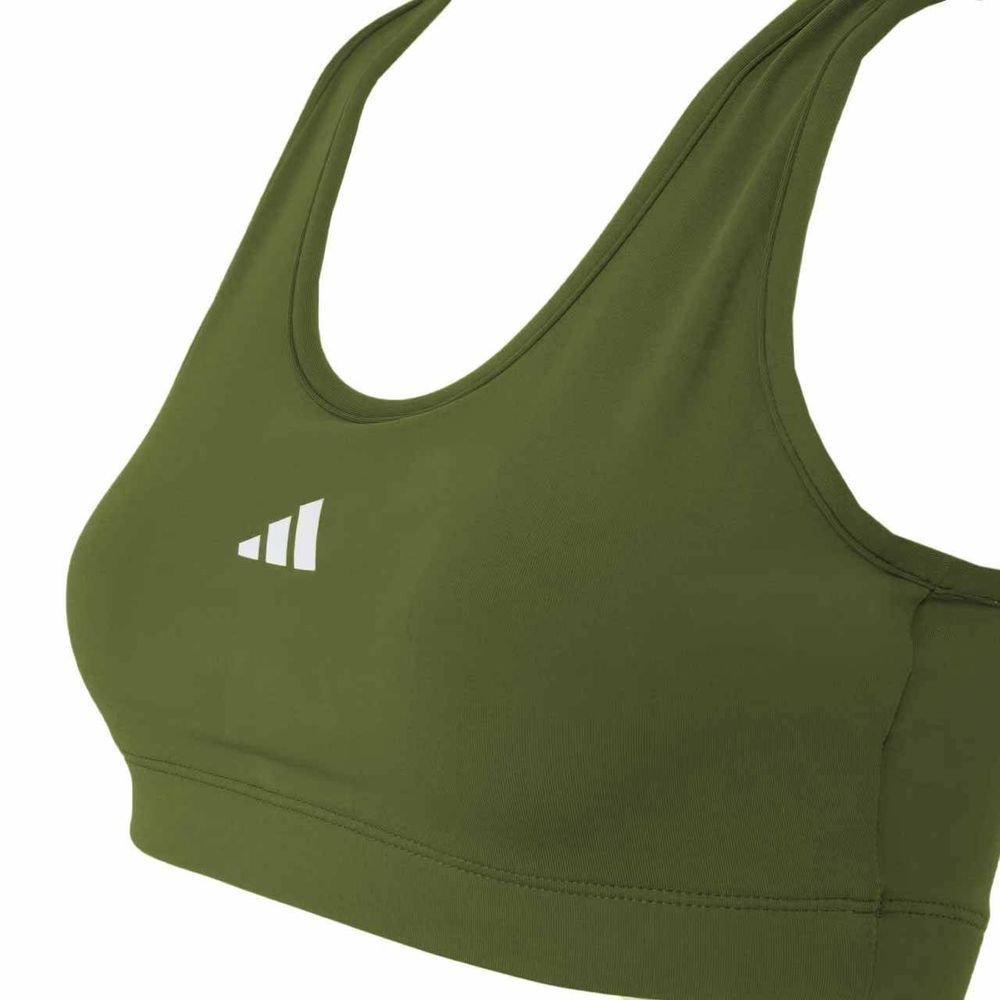 Top Adidas Treino Basico Suporte Médio Feminino JC6550 Verde 2