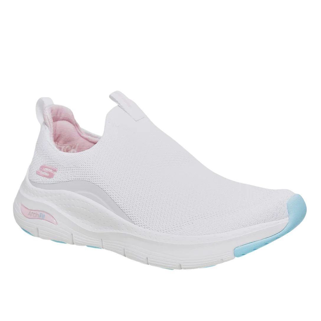 Tênis Skechers Arch Fit New Beauty Feminina 149776BR-WMLT Branco/Rosa Claro 2