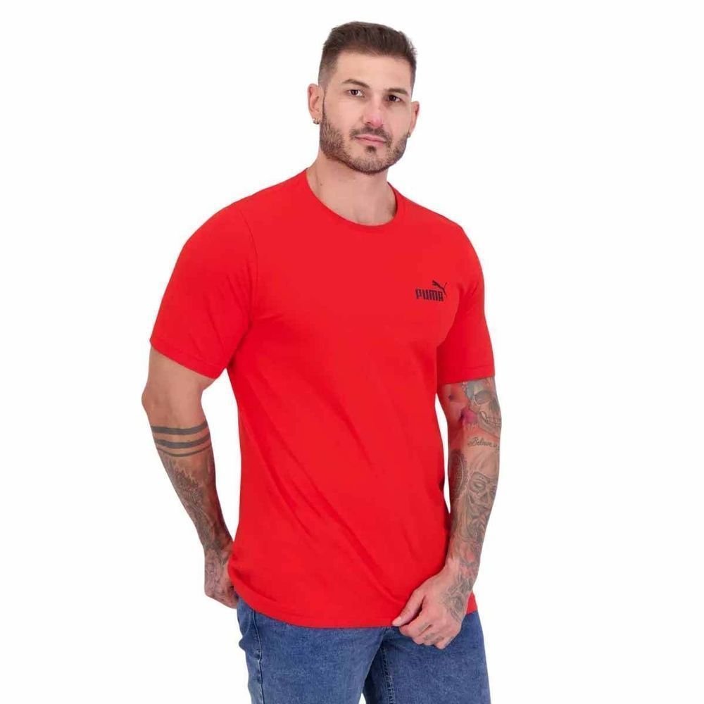 Camiseta Puma M/C Essentials Small Logo Masc 684377-03 Vermelho/Preto 3