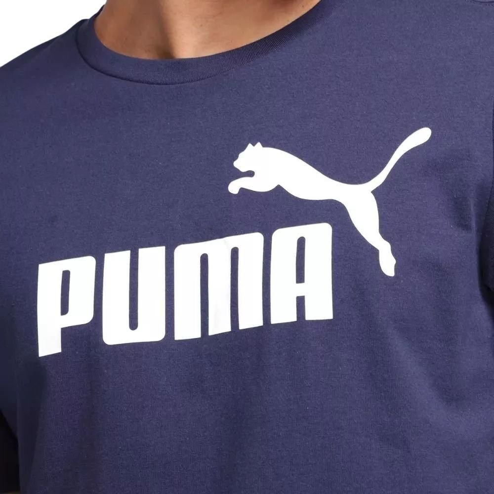 Camiseta Puma M/C Essentials Logo Masculina 684365-03 Azul Marinho/Branco 3