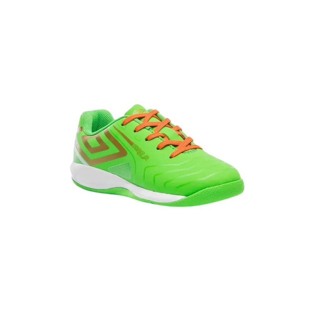 Chuteira Juvenil Umbro Futsal Pro 5 Jr U07FB00357-529 Verde Claro/Laranja 3