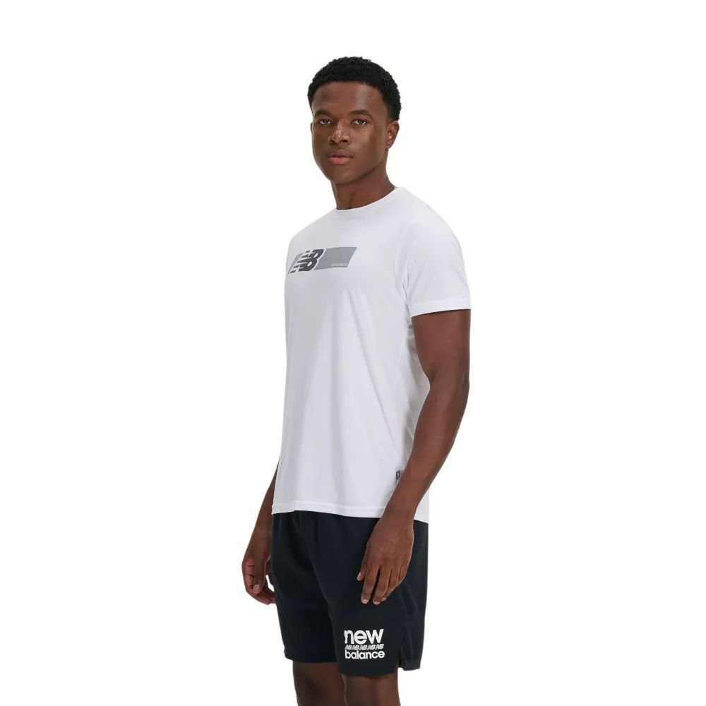 Camiseta New Balance M/C Box Performance Masc MT51072B-WT Branco/Cinza 2