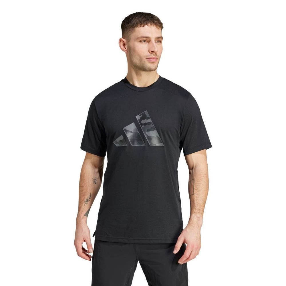 Camiseta Adidas M/C Logo Camuflada Masculina IS6151 Preto 2