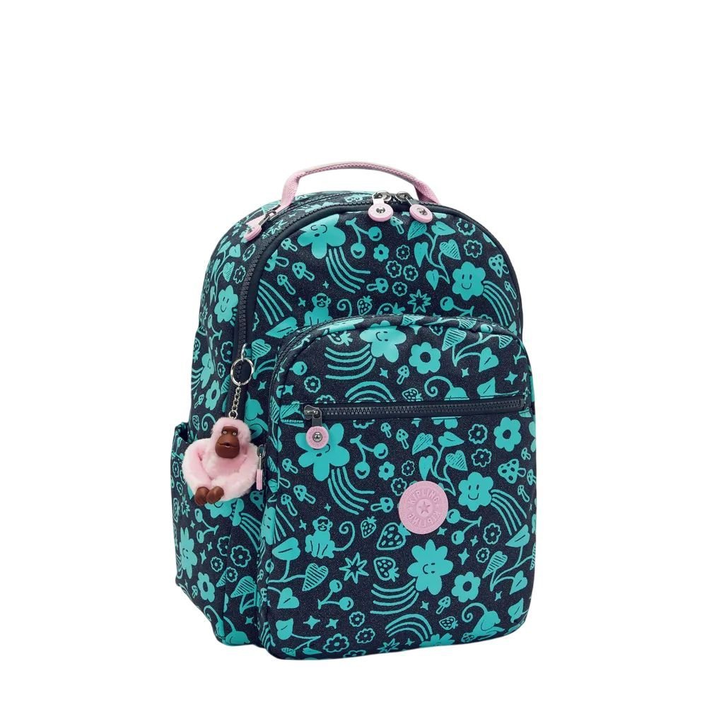 Mochila Kipling Seoul Glitter Unissex I48518KB Azul Marinho/Verde 2