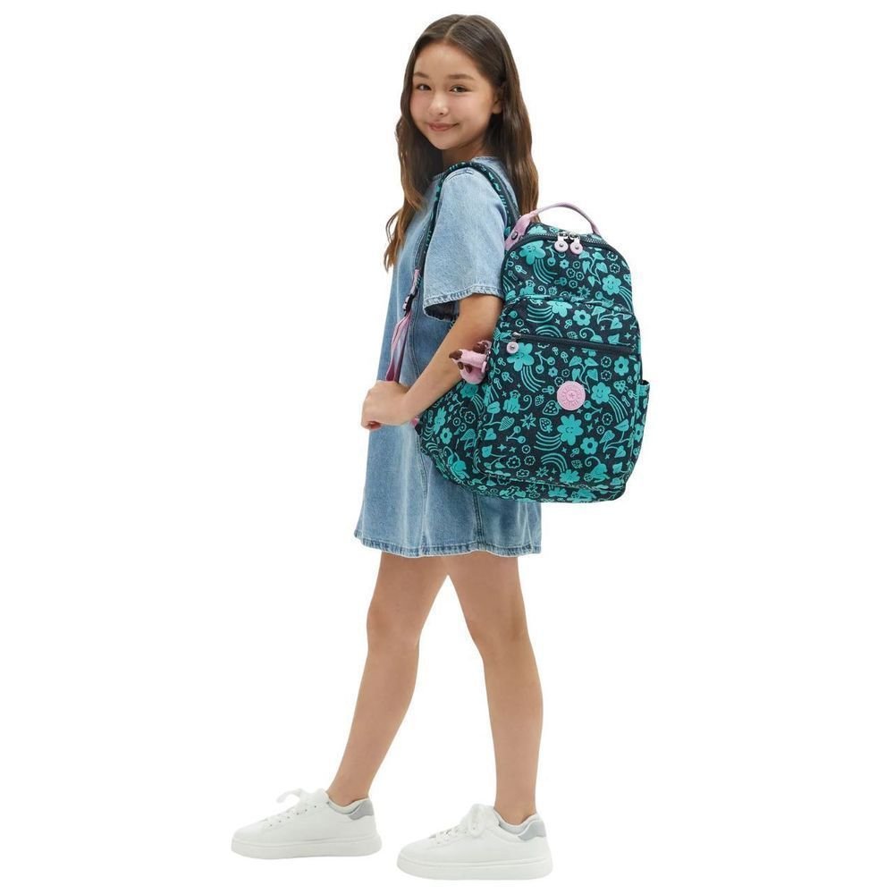 Mochila Kipling Seoul Glitter Unissex I48518KB Azul Marinho/Verde 6