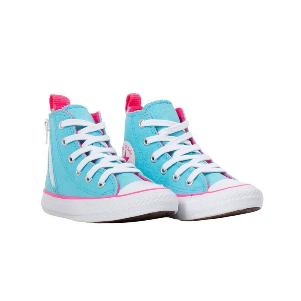 Tênis Juvenil Conv ChuckTaylor All Star Side Zip CK09090002 Azul Claro/Rosa 2