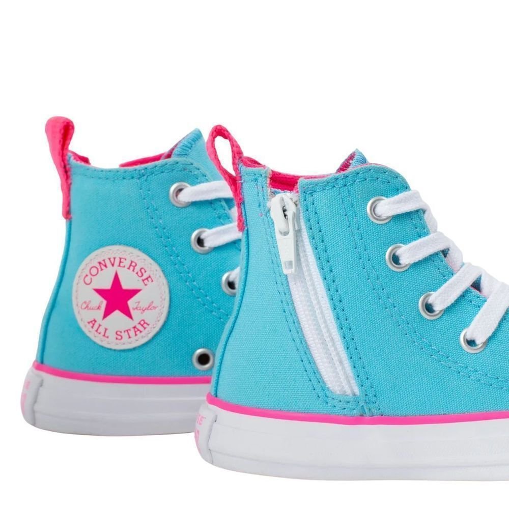 Tênis Juvenil Conv ChuckTaylor All Star Side Zip CK09090002 Azul Claro/Rosa 3