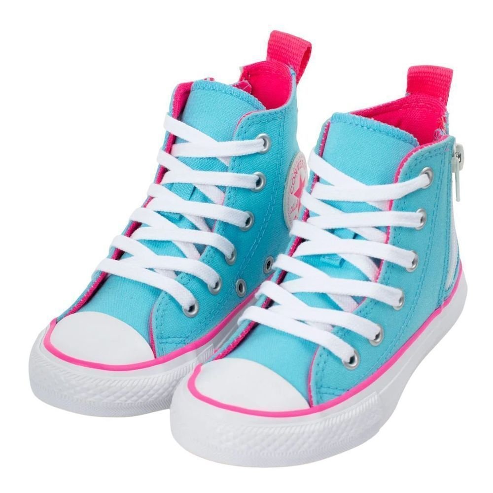Tênis Juvenil Conv ChuckTaylor All Star Side Zip CK09090002 Azul Claro/Rosa 4