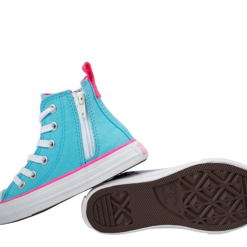 Tênis Juvenil Conv ChuckTaylor All Star Side Zip CK09090002 Azul Claro/Rosa 6