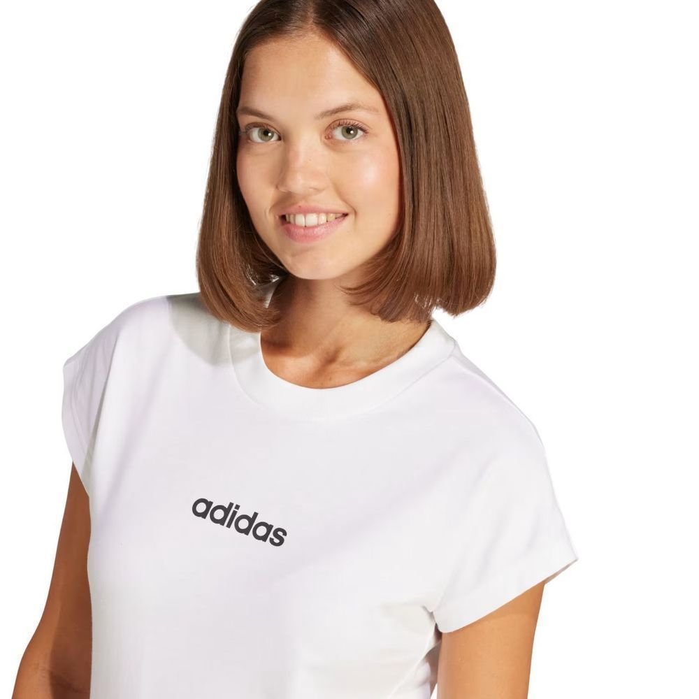 Camiseta Adidas M/C Logo Linear Feminina JC8239 Branco 5
