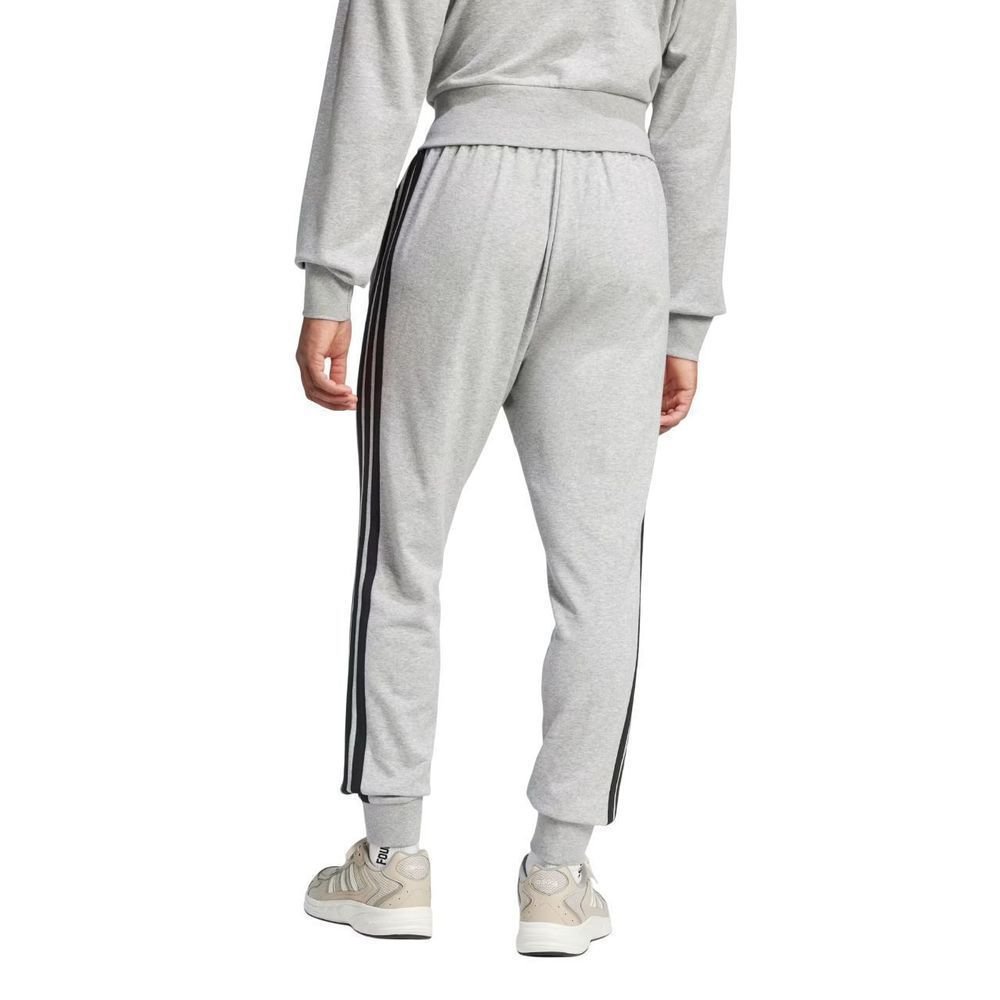Calça Adidas French Terry 3 Stripes Masculina JE6346 Cinza Claro/Preto