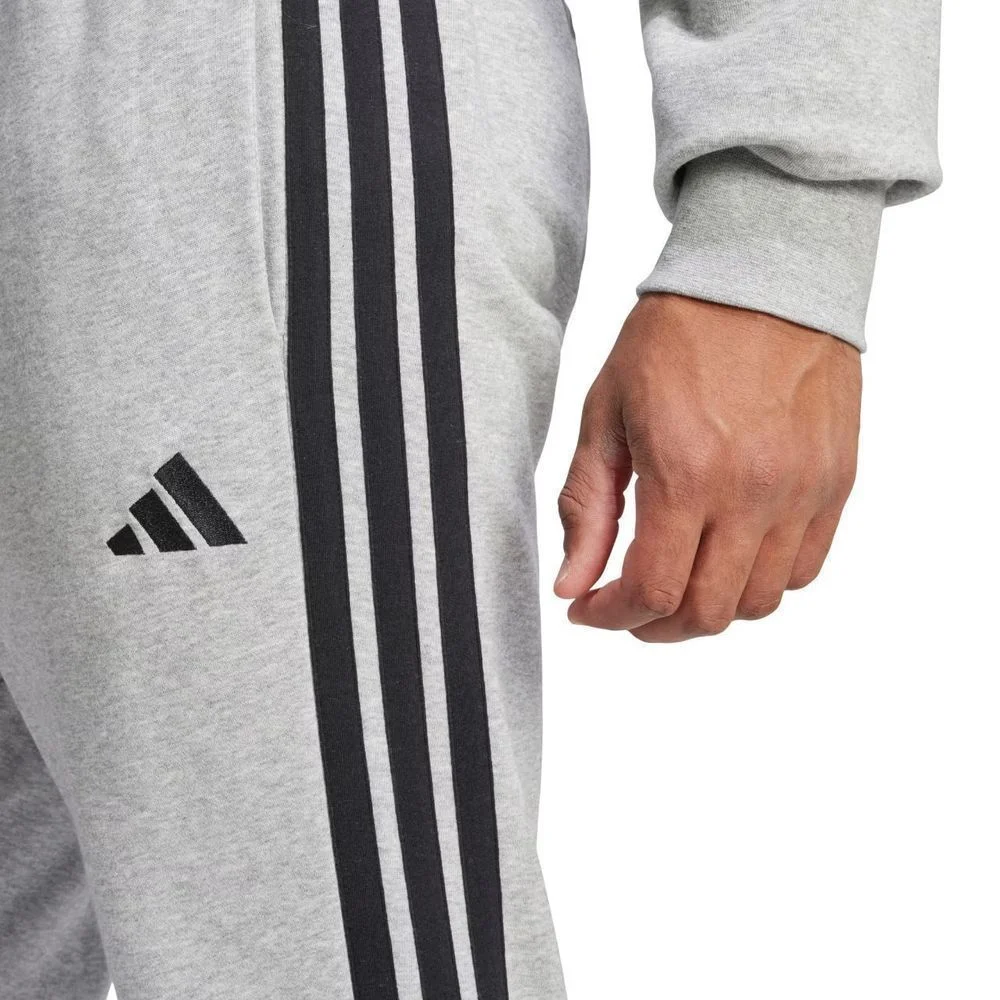 Calça Adidas French Terry 3 Stripes Masculina JE6346 Cinza Claro/Preto 5