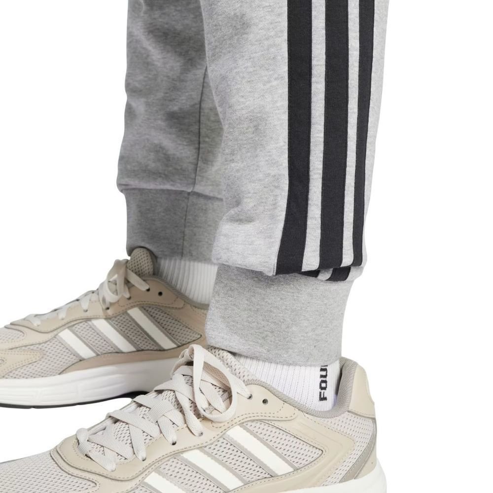 Calça Adidas French Terry 3 Stripes Masculina JE6346 Cinza Claro/Preto 6